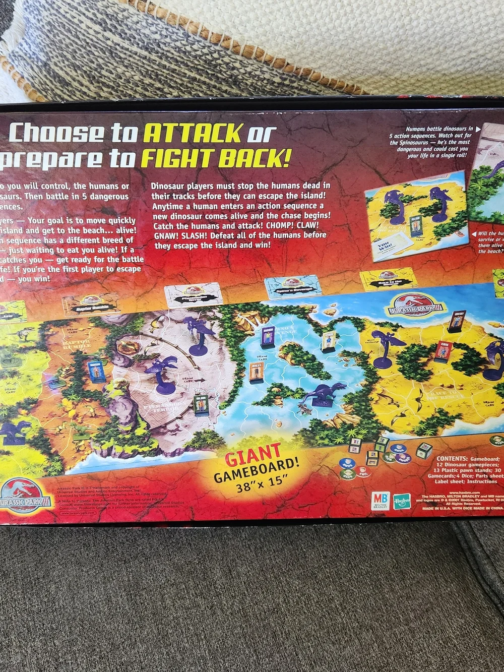 Jurassic Park 3 Board Game Missing 1 Dinosaur & 1 Playing Card Pictured ^